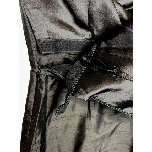 Ann Taylor Shantung Silk Bow Dress Sz 10 Black Strapless Zip Bow Party Cocktail - Picture 9 of 9